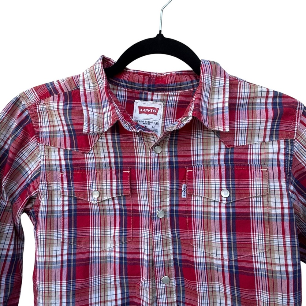 Levi's Red Plaid Button-Up Shirt - Picture 5 of 6